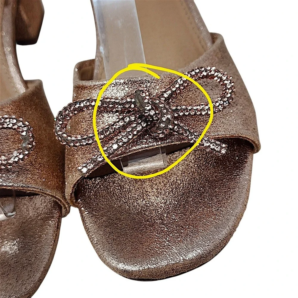 DV Dolce Vita Glamour Girl Sandals 3 Ginny Rose Gold Glitter Rhinestone Bow Glam